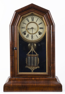 WELCH American parlour clock in walnut case with faux mercury pendulum, 19th century, ​45cm high