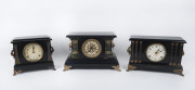 Three SESSIONS American mantel clocks in ebonized cases with gilt metal mounts, early 20th century, ​the largest 28cm high