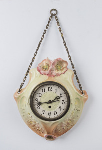 An Art Nouveau porcelain wall clock circa 1895, ​36cm high