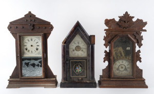 Three antique American cottage clocks, as is condition, restorer's delight, 19th century, ​the largest 61cm high