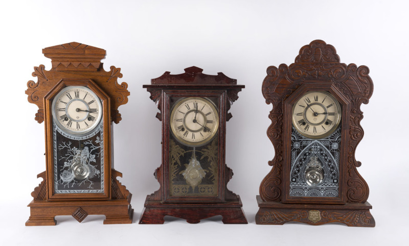 Three ANSONIA American shelf clocks, late 19th and early 20th century, ​the largest 59cm high