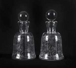 BACCARAT "Argentina" pattern pair of French crystal decanters, circa 1950, acid etched factory mark "Baccarat, France", (2 items), 24cm high