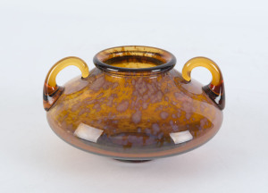 SAINT LOUIS ART VERRIER French glass vase, circa 1930, signed "Art Verrier, Saint Louis", 8cm high, 14cm across the handles