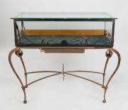 A custom-built jewellery display cabinet, wrought iron and glass with DC monogram (The Diamond Company, Melbourne), late 20th century, 110cm high, 120cm wide, 58cm deep