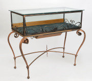 A custom-built jewellery display cabinet, wrought iron and glass with DC monogram (The Diamond Company, Melbourne), late 20th century, 110cm high, 120cm wide, 58cm deep - 2