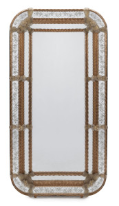 A fine antique Venetian Murano glass mirror, circa 1865, 141 x 74cm