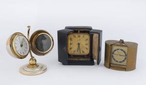 Three assorted travel alarm clocks, early to mid 20th century, ​the largest 11cm high