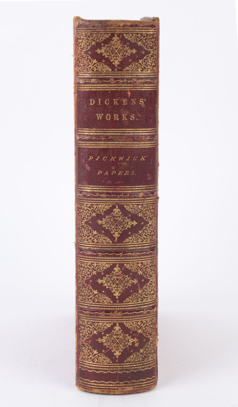 "PICKWICK PAPERS - THE POSTHUMOUS PAPERS OF THE PICKWICK CLUB": by Charles Dickens, first edition published by Chapman & Hall (London, 1837) with etched plates by Seymour and Phiz incl. frontispiece by Phiz; some foxing to end pages otherwise good interna