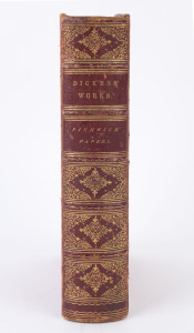 "PICKWICK PAPERS - THE POSTHUMOUS PAPERS OF THE PICKWICK CLUB": by Charles Dickens, first edition published by Chapman & Hall (London, 1837) with etched plates by Seymour and Phiz incl. frontispiece by Phiz; some foxing to end pages otherwise good interna