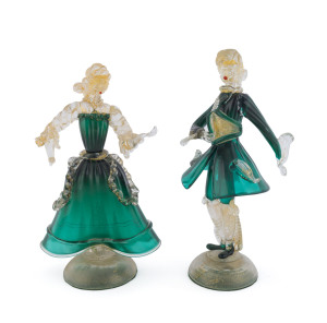 A pair of Murano glass statues, circa 1950's, 25cm high