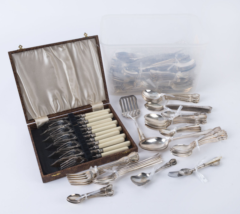 Assorted silver plated cutlery and boxed fish cutlery, 20th century