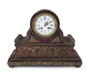 A French boule front mantel clock by Vincenti, Paris circa 1855, retailers mark on the dial "Richmond Ft. Mont Martre", ​33cm high