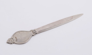 A Danish silver letter opener, with three tower stamp, circa 1952, ​14cm high