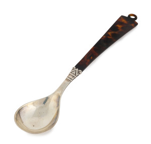 A Danish silver and tortoiseshell spoon by Peter Hinnerup, circa 1850, 20.5cm high