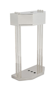 MARCEL BREUER Bauhaus nickel lamp, designed for the 1925 Paris Exposition, circular mark to the top of the base "Marcel Breuer, Exposition, Paris, 1925", 51cm high