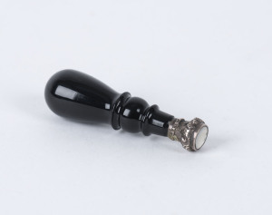 An antique seal, black stone and rock crystal set in silver, 19th century, 5cm high
