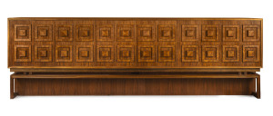 JAKOB RUDOWSKI vintage Australian sideboard with six doors, circa 1960s, interior fitted with drawers and shelves, ​93cm high, 291cm wide, 47cm deep