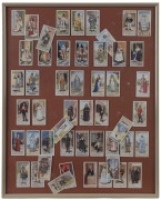 TRADE CARDS: GILBERT & SULLIVAN: 1925-28 Player's "Gilbert & Sullivan Operas" three mounted sets of 50, framed & glazed, overall 68x53cm (2) or 51x41cm (with some loose cards); also Wills 1924 "Railways Engines" set of 50, framed & glazed, overall 68x53cm - 4