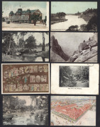 VICTORIA: A group of mainly RP type postcards including a DYASON SON & CO. advertising card, Marlborough Art Co. photographs, Maffra Sugar Beet Factory, advertising cards incl. "Malthoid" Flat Roof at Flinders Street Station and "Weichelts Empire Carriage - 2