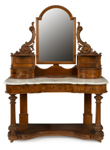 A dressing table, huon pine with marble top, Melbourne, circa 1875