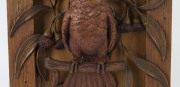 FRANCIS EDMOND STRIEZEL (1860-1935), "Cockatoo", circa 1900, carved wood wall plaque, impressed maker's mark, 44 x 37cm German born Streizel emigrated to Australia in 1886 and worked with fellow German carver Robert Prenzel in Melbourne. Works by Streizel - 3