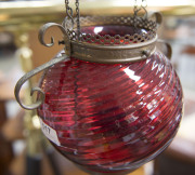 Two Victorian ruby glass ceiling lights, 19th century, ​the larger 30cm high - 3
