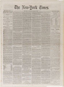 NEW YORK TIMES - CIVIL WAR ERA - : 1863 selection comprising editions for Feb.15, Jul.18 & 29, Aug.2 & 5, Oct,7, 24, & 31; the Jul.18, edition reviewing the Siege of Vicksburg (July 4) the correspondent noting "the almost impassable natural obstacles tha