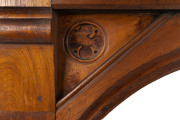 An impressive Colonial Pugin gothic fire surround made from thick slabs of cedar inset with huon pine carved panel, Tasmanian origin, circa 1840s, ​130cm high, 191cm wide, 28.5cm deep - 3