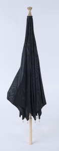 An Anglo-Indian parasol, carved ivory and black silk, 19th century, 54cm high
