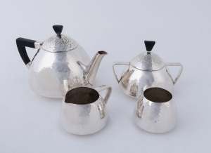 GEORG NILSSON Danish Art Deco four piece silver plated tea service, circa 1935, stamped "Gero", the teapot 13cm high