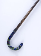 A Chinese parasol, silk with fine cloisonne handle and silver collar, late 19th century, 92cm long - 2