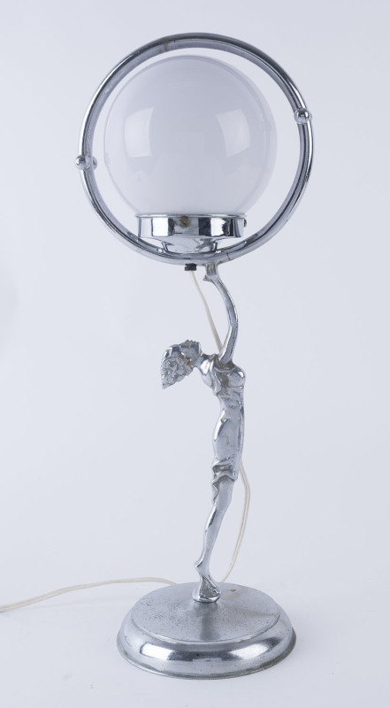 An Art Deco "Diana" lamp, chrome and glass, circa 1930s, 49cm high