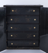 A Japanese miniature travelling chest of drawers with cabinet doors, Meiji Period, 19th century, 46cm high, 39cm wide, 21cm deep - 2