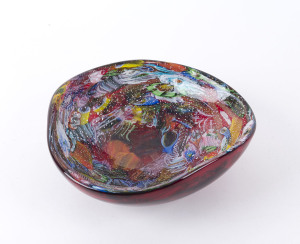 An Italian Murano glass fruit bowl, circa 1960, 8cm high, 25.5cm across