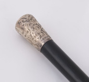 A conductor's baton, ebony shaft with engraved sterling silver mounts "Presented To Mr J.E. Jones By The Dearnley Choir" in original box, made in London, circa 1905, ​44cm long - 4