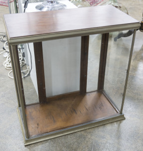 A nickel bound countertop display cabinet, circa 1900, 77cm high, 77cm wide, 38cm deep