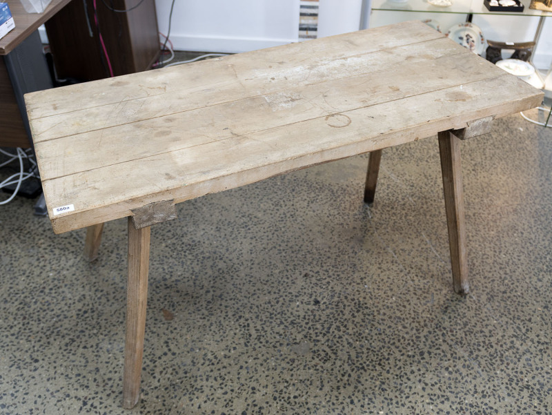 A French scullery table, fruitwood, 19th century, 71cm high, 125cm wide, 56cm deep