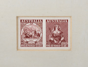 AUSTRALIA: Other Pre-Decimals: SUNKEN DIE PROOF: 1950 2½d Stamp Centenary se-tenant pair, CBA cachet and numbered "10" on reverse, BW:278/9DP(1), accompanied by PMG's presentation letter (to W.L.Russell) in recognition of his services as a member of the S