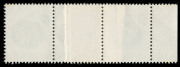 AUSTRALIA: Decimal Issues: 1973-74 (SG.552) 10c Star Sapphire: 2 remarkable horizontal strips of 3, both showing the dramatic effect of printing (the last unit at right) over a paper join. The strips, originally joined, are in 2 states: the first is in or - 2