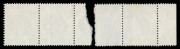 AUSTRALIA: Decimal Issues: 1973-74 (SG.552) 10c Star Sapphire: 2 remarkable horizontal strips of 3, both showing the dramatic effect of printing (the last unit at right) over a paper join. The strips, originally joined, are in 2 states: the first is in or - 4