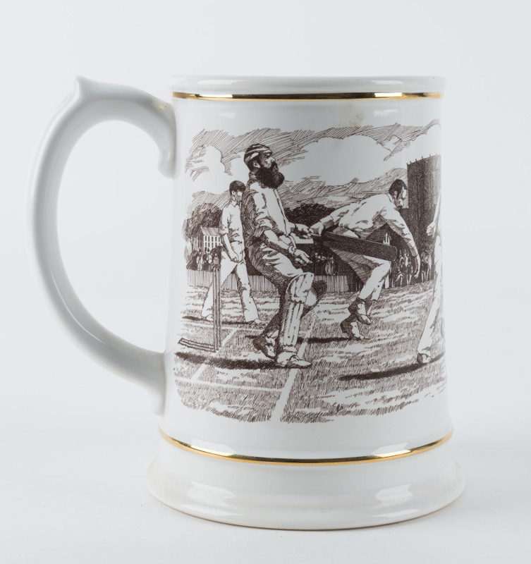 The Ashes Tankard by Franklin Mint, made in porcelain to commemorate the 100th anniversary 1882-1982, factory monogram to base, 16.5cm high.