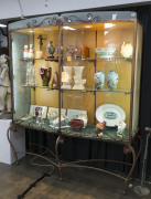 A custom-built display cabinet, wrought iron and glass with DC monogram (The Diamond Company, Melbourne), late 20th century, 219cm high, 207cm wide, 65cm deep