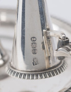 A pair of Georgian sterling silver chamber sticks with snuffers by John Bridge of London, circa 1827, 10cm high, 17cm across, 760 grams total - 4
