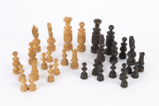 A book box with chess board games top and wooden chess pieces, maple and walnut, 19th century, ​37cm high - 3