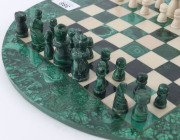 A circular chess board, malachite, bone and brass, ​30cm diameter - 3