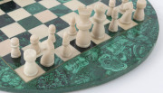A circular chess board, malachite, bone and brass, ​30cm diameter - 5