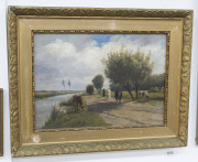 DIRK VAN LOKHORST (1818-1893), Dutch farm scene, oil on canvas on board, signed lower left "D. Van Lokhorst", 24 x 35cm - 2