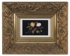 PIETRA DURA Italian inlaid stone panel, 19th century, in period gilt frame, the panel 10 x 16cm, frame 31 x 38cm overall
