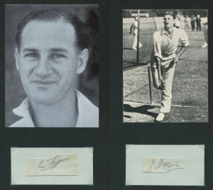 AUSTRALIAN TEST CRICKETER AUTOGRAPHS: A lovely collection of autographed displays on a few autograph sheets in an album; mostly one autograph per page and including Keith Miller, Ron Saggers, Rod Marsh, Dean Jones, David Hookes, Rodney Hogg, Ian Meckiff, 