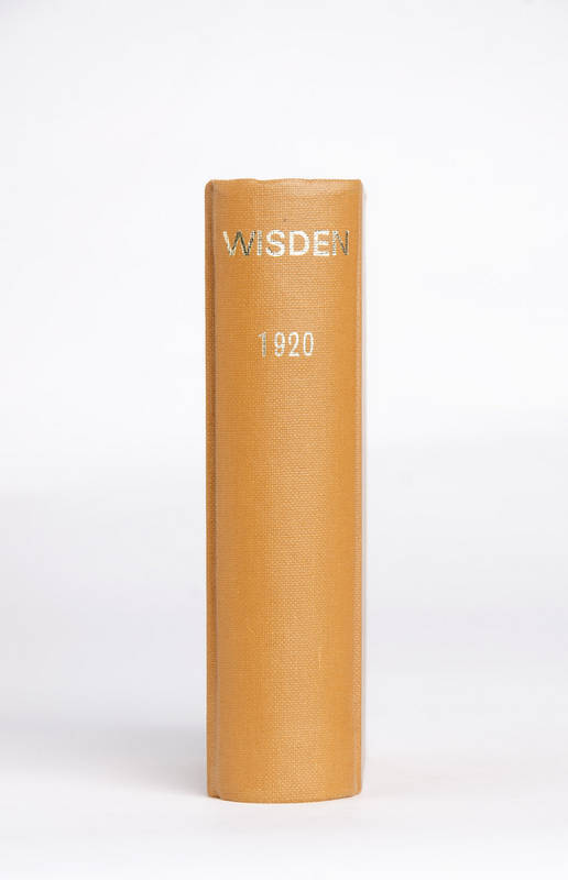 "Wisden Cricketers' Almanack" for 1920 & 1922 - the 1920 rebound in tan cloth, preserving original wrappers; the 1922 rebound in brown cloth, preserving front wrapper. Fair/G. (2 items).